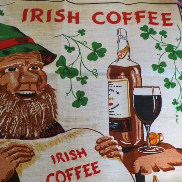 Vintage Irish Coffee recipe linen tapestry - Picture 5 of 6